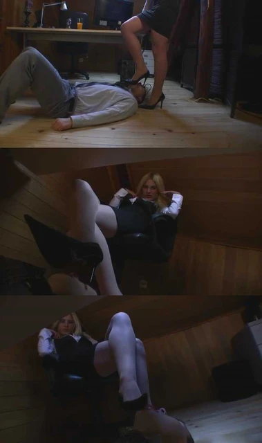 【欧美女王】女秘书肉丝高跟调教老板